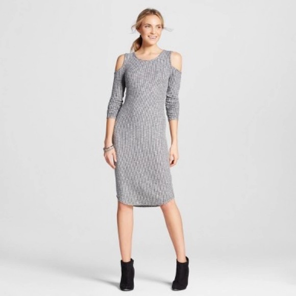 Xhilaration Dresses & Skirts - 🌼5/$25🌼 Xhilaration Cold Shoulder Ribbed Bodycon Dress X-Small Heather Grey